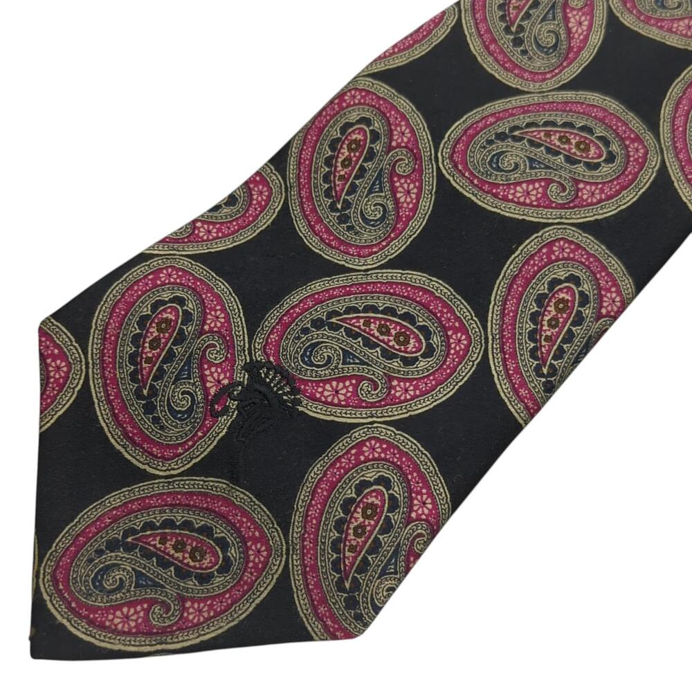 Vintage Countess Mara Men's Tie Dark Medallion Paisley Silk Necktie Made‎ in USA